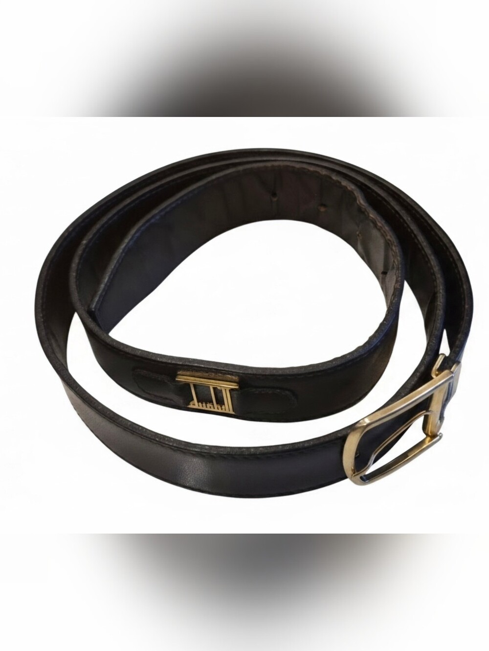 Vintage Dunhill Leather Belt with Gold Buckle. Size 36